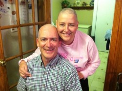 Tracie and Sam - freshly shaven heads